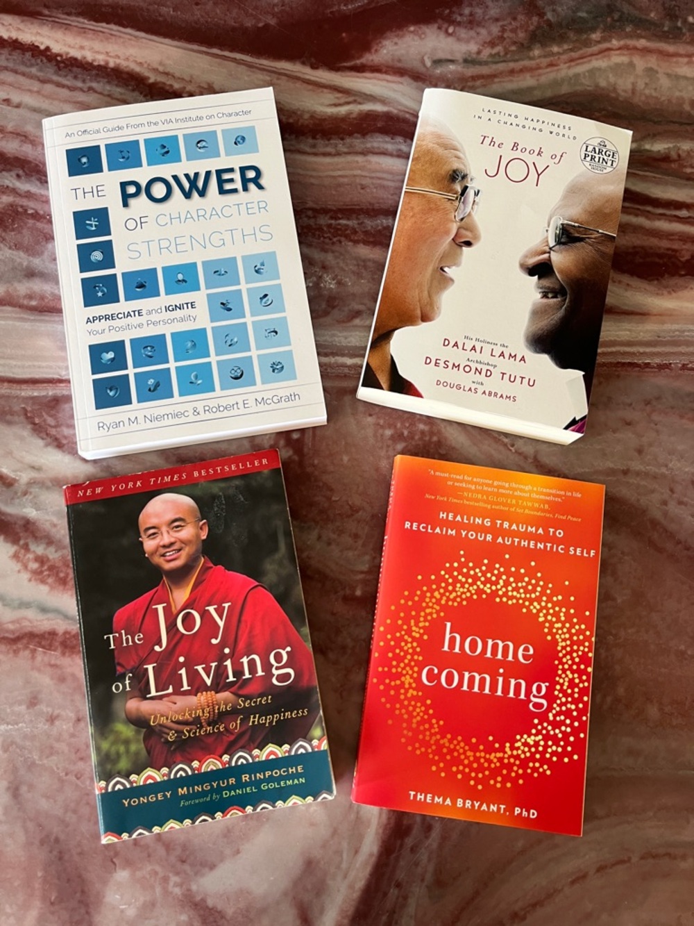 Set of 4 Mindfulness & Self-Help Books - Blue, White, Red, Orange Covers